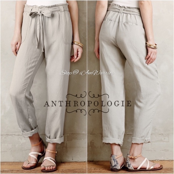 Anthropologie {Cartonnier) linen paper bag waist pants *shop@iamwarrior - Picture 2 of 9